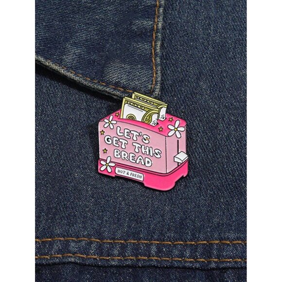 1pc Let's Get This Bread Enamel Pins Pink Bread Maker Hot Fresh Brooch Clothes - Picture 11 of 11